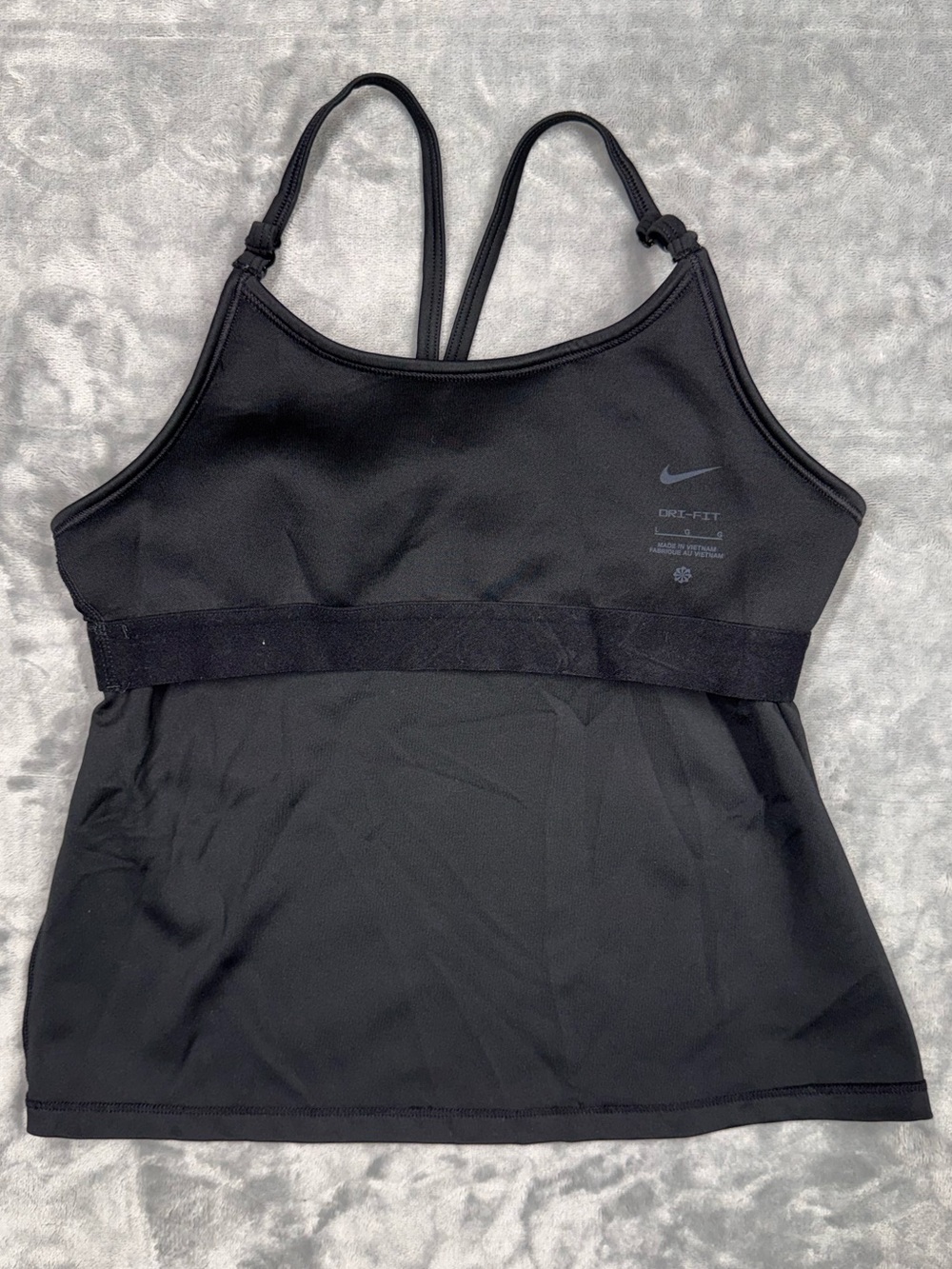 Nike Lightly Lined Black Slim Crossback Sports Tank - Picture 5 of 9
